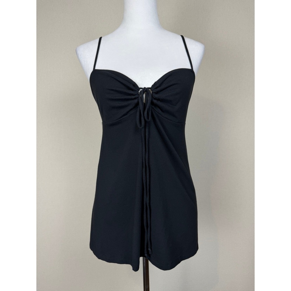 American‎ Eagle Cami Top M Black Tie Front Keyhole  Adjustable Straps open back